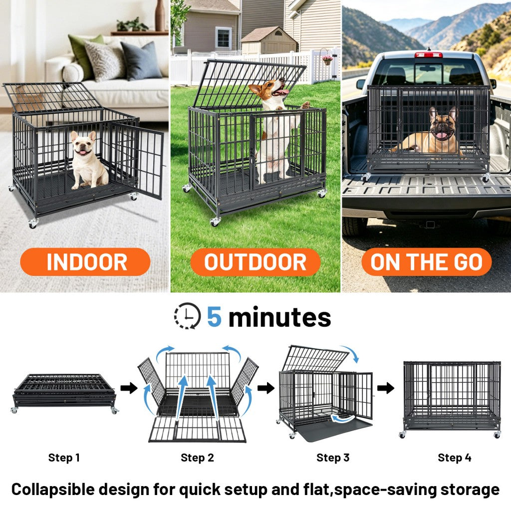 37" Stackable Heavy Duty Dog Kennel 371D08 by Homey Pet Official