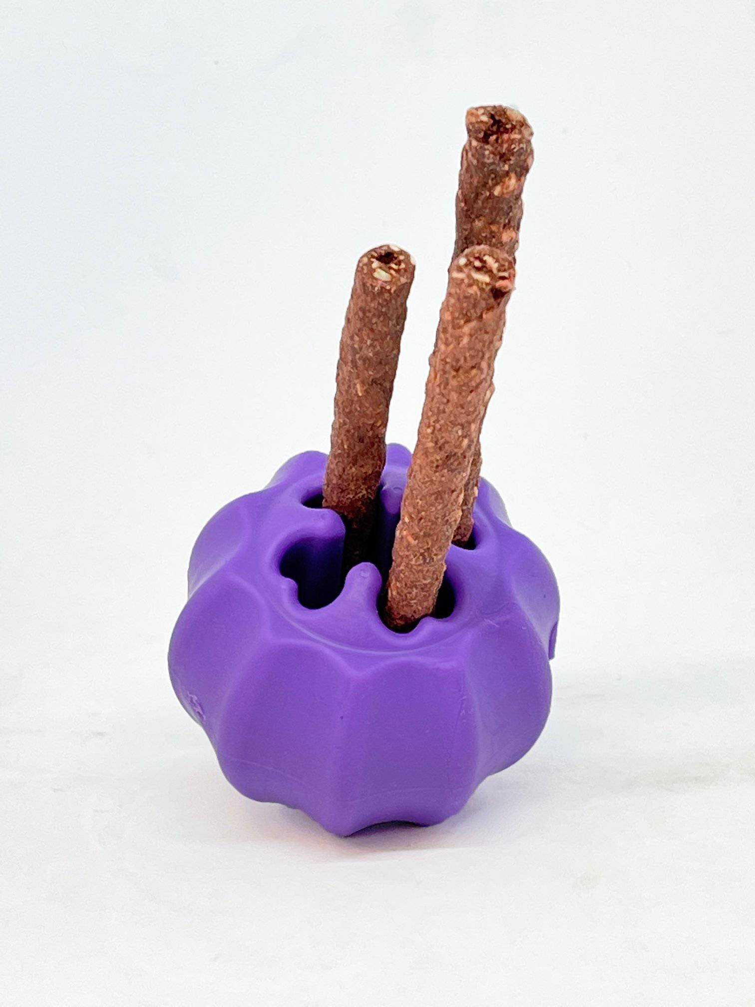 Cross Bones Bully Stick Holder &amp; Chew Toy for Heavy Chewers | Purple | USA Made