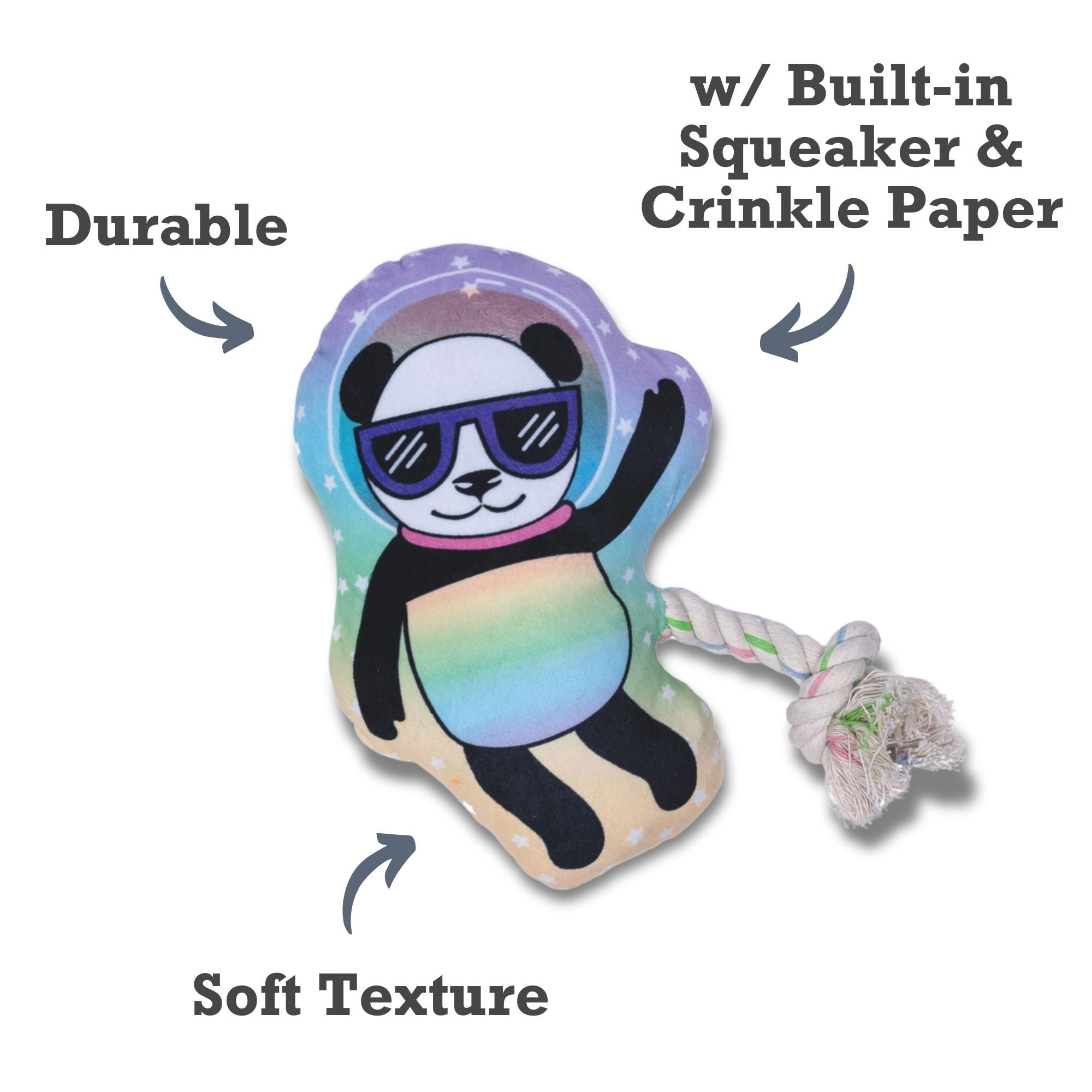 Space Panda Plush Dog Toy – with Squeaker & Crinkle Paper for Fun Play by American Pet Supplies