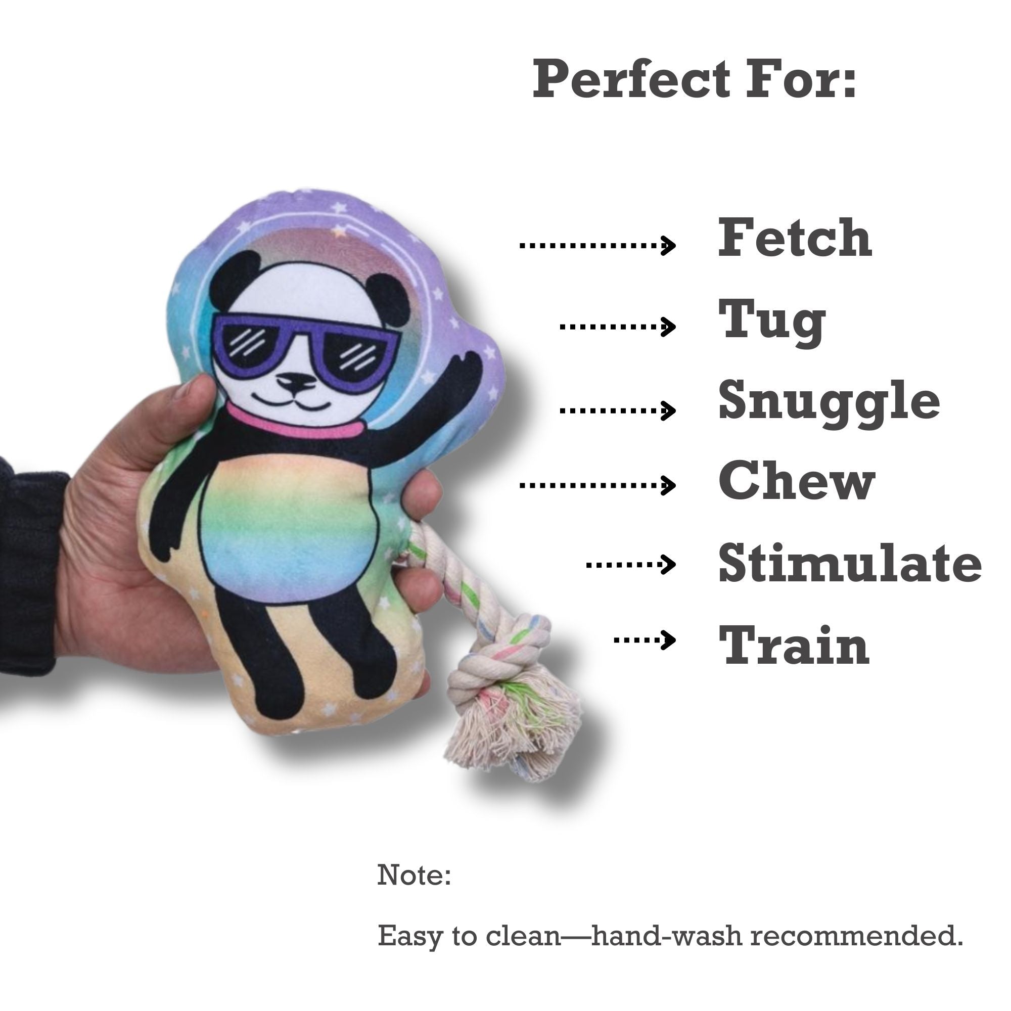 Space Panda Plush Dog Toy – with Squeaker & Crinkle Paper for Fun Play by American Pet Supplies