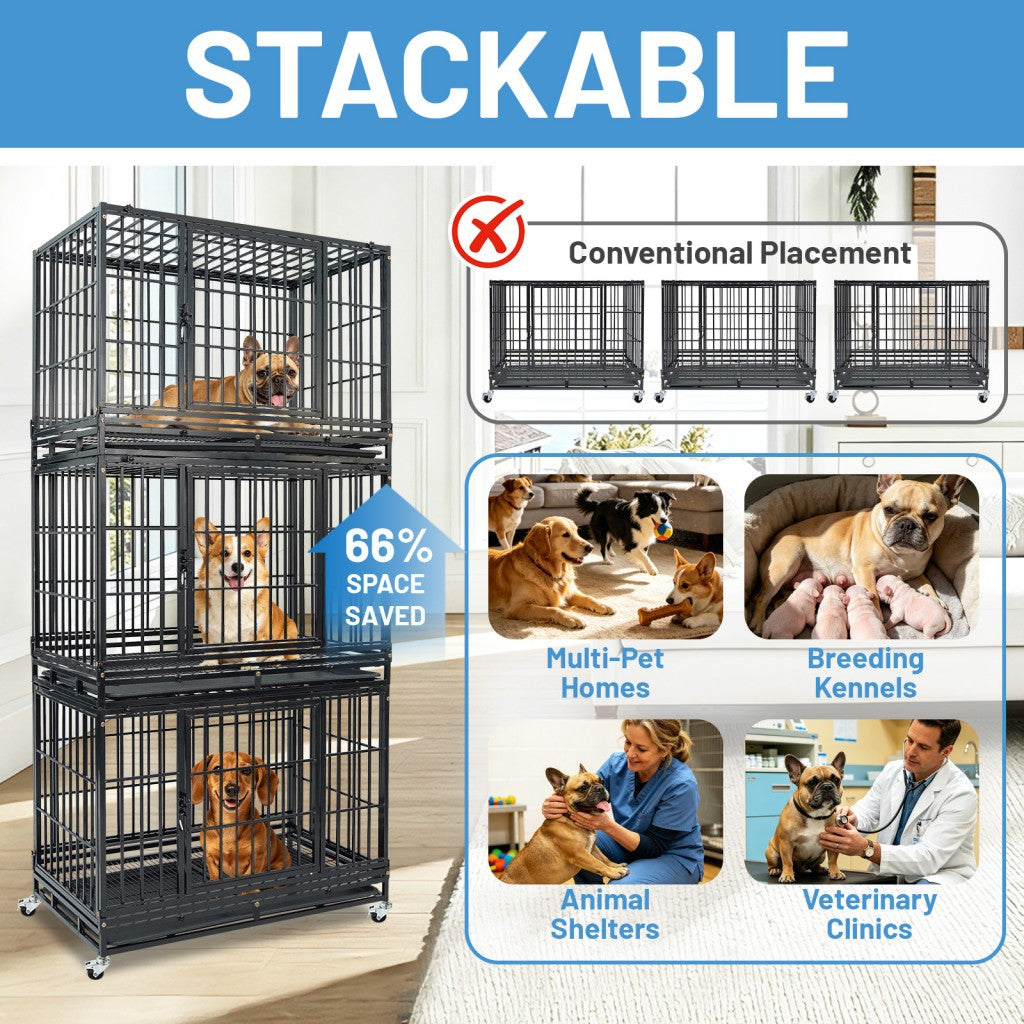 37" Stackable Heavy Duty Dog Kennel 371D08 by Homey Pet Official