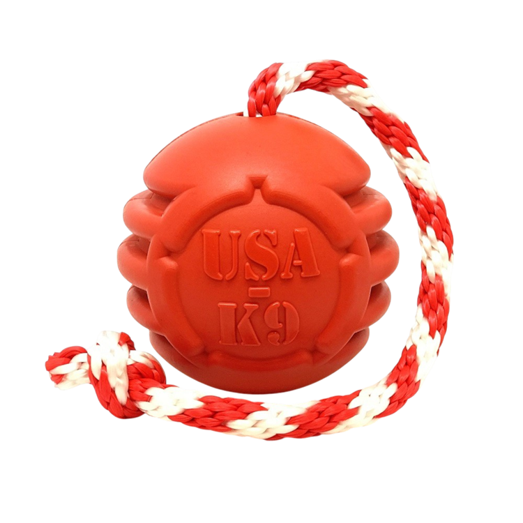 USA-K9 Stars and Stripes Rubber Dog Toy | K9 Handler Reward Toy | Red | USA Made by SodaPup/True Dogs, LLC