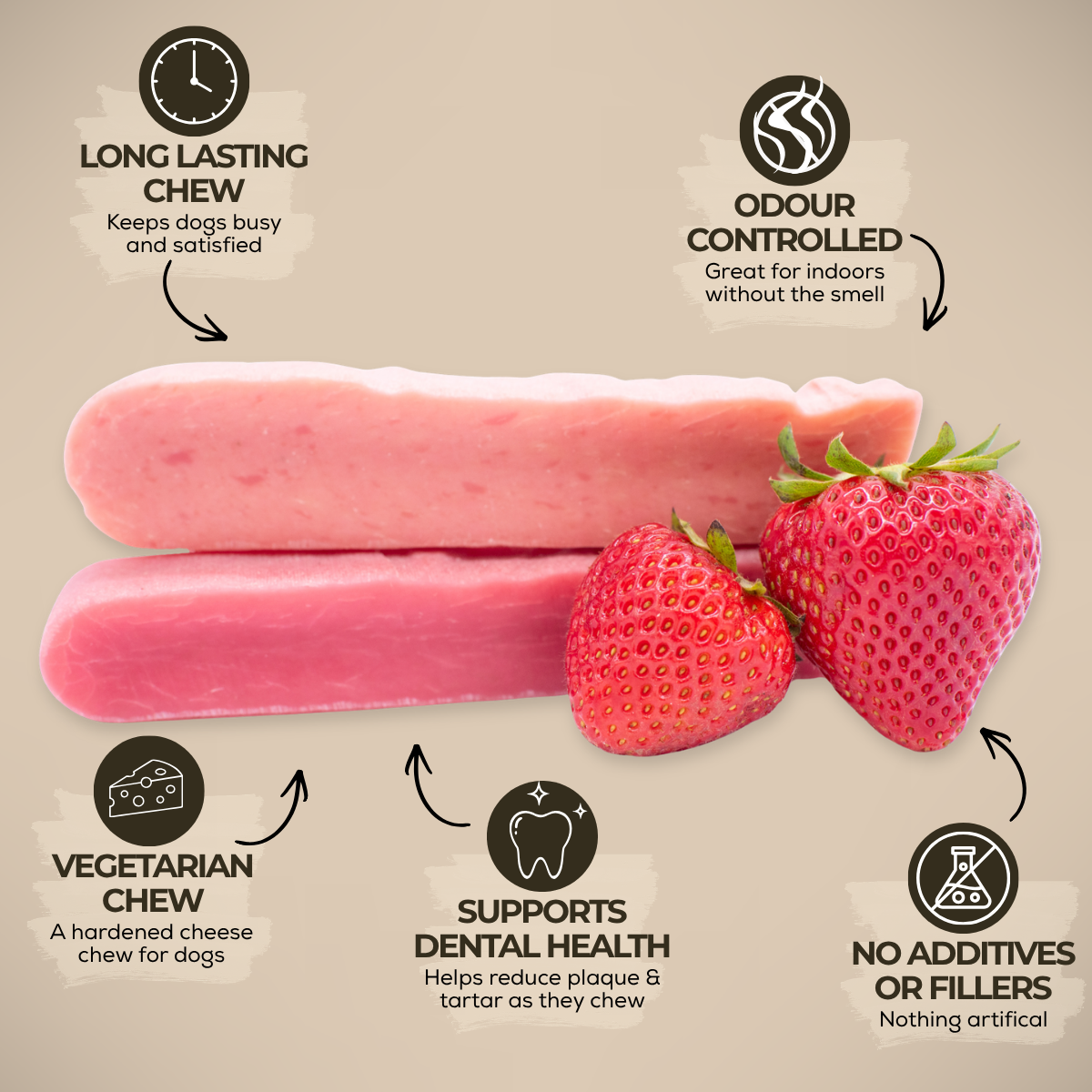Strawberry Himalayan Yak Chew (MEDIUM) by Bully Bunches