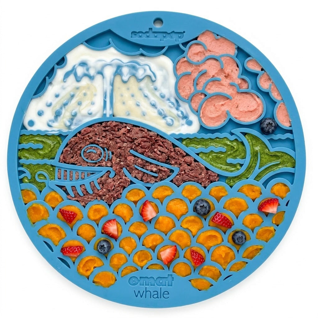 Whale eMat - Enrichment Lick Mat for Dogs and Cats - with Suction Cups | Whale Design | USA Made by SodaPup/True Dogs, LLC