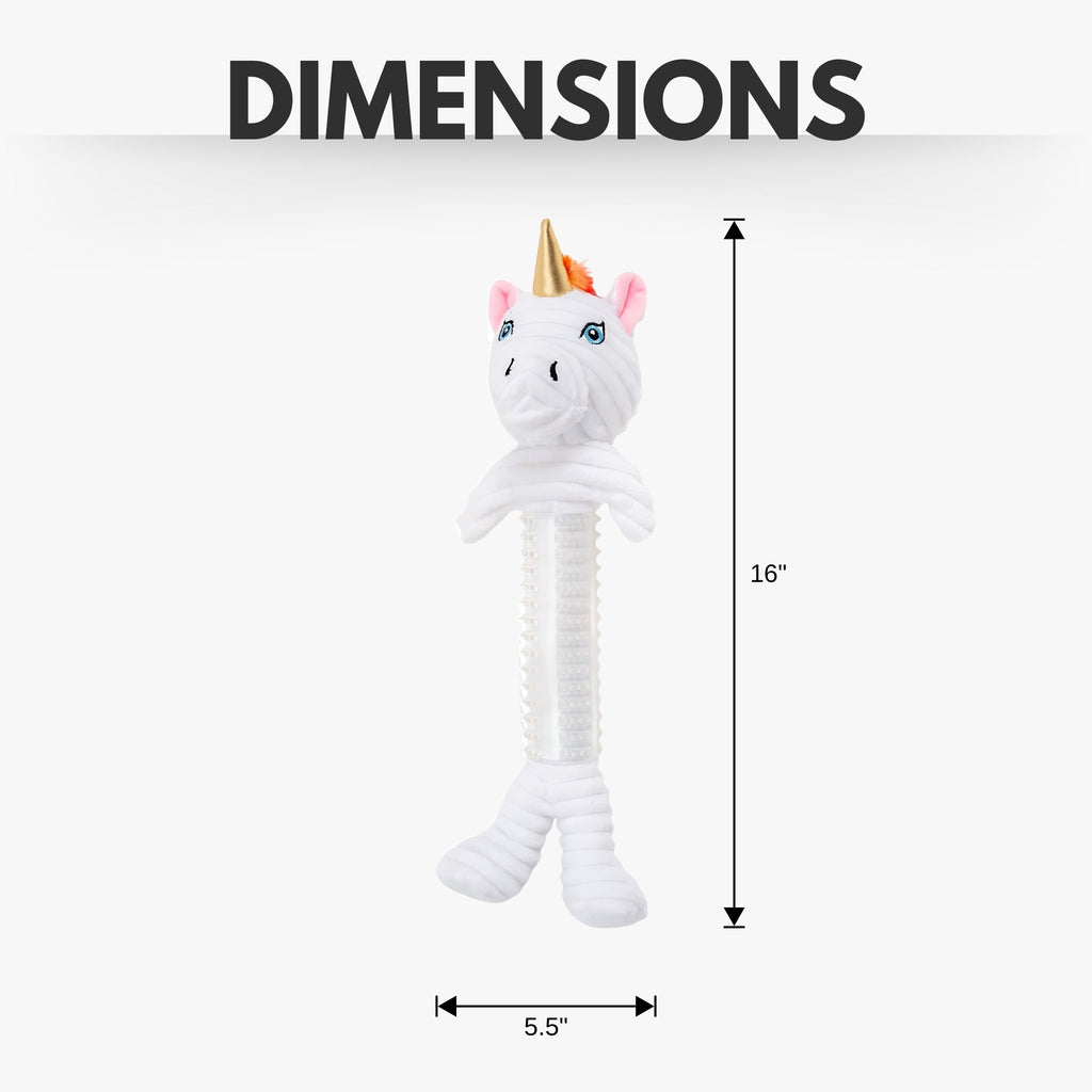 Country Living Thermoplastic Rubber Skinny Unicorn Corduroy Plush Dog Toy – with Squeaker & Crinkle Paper by American Pet Supplies