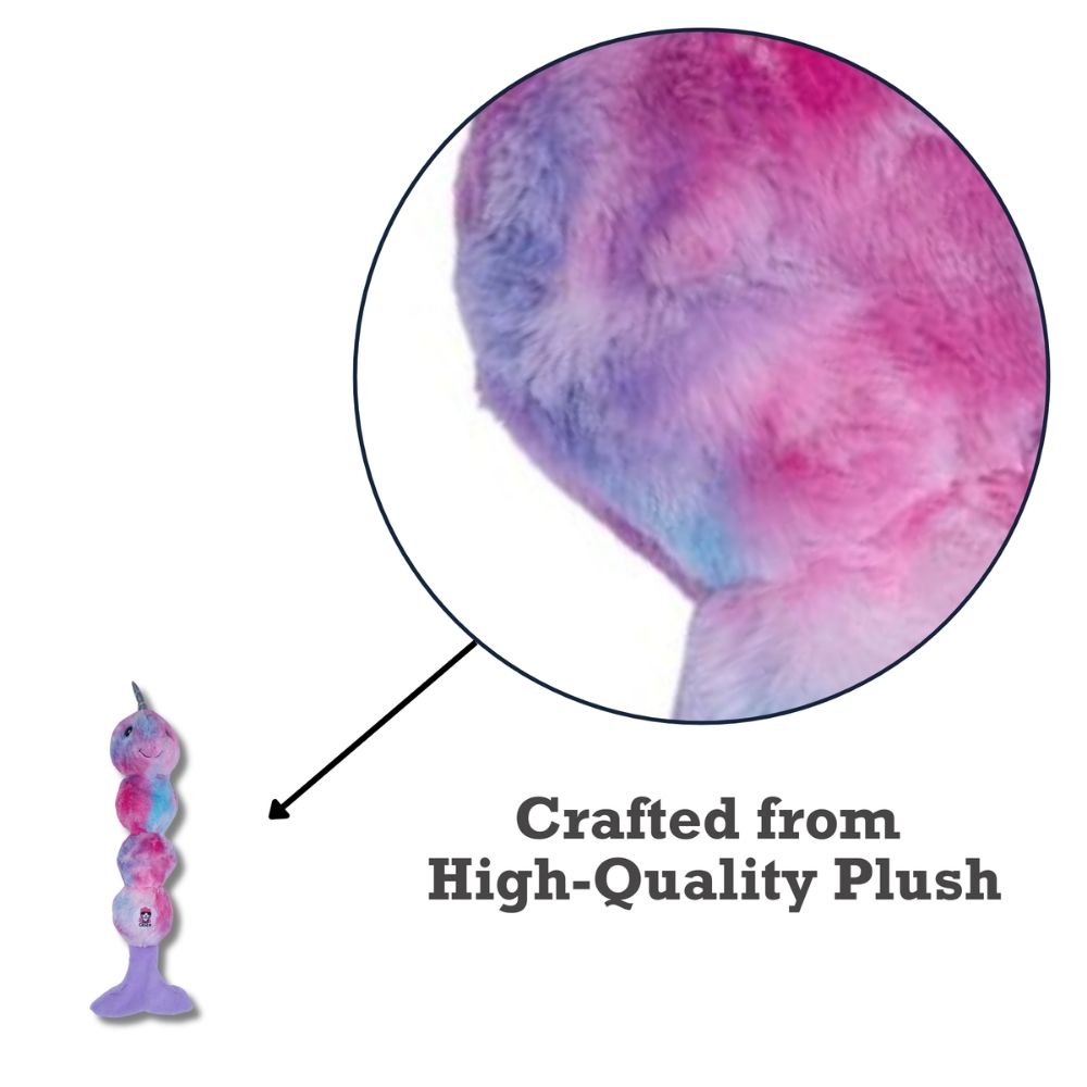 Tie Dye Skinny Narwhal Magical Creature Plush Dog Toy – with Squeaker & Crinkle Paper for Fun Play by American Pet Supplies