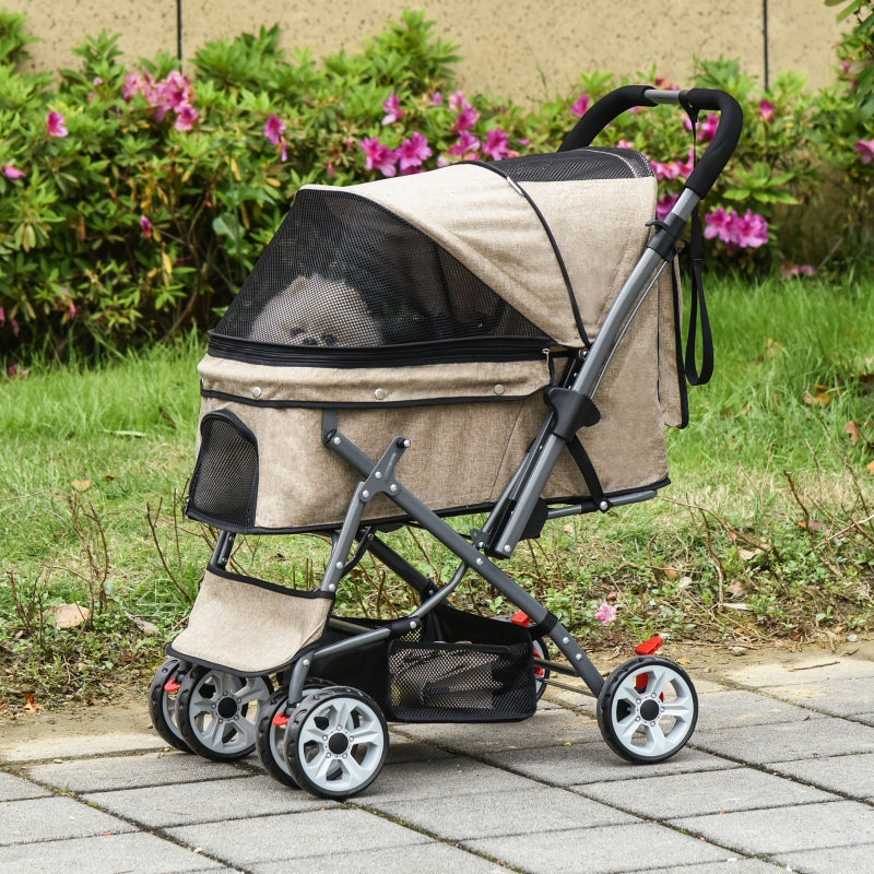 Pet Foldable Travel Carriage Stroller with Reversible Handle by Furr Baby Gifts