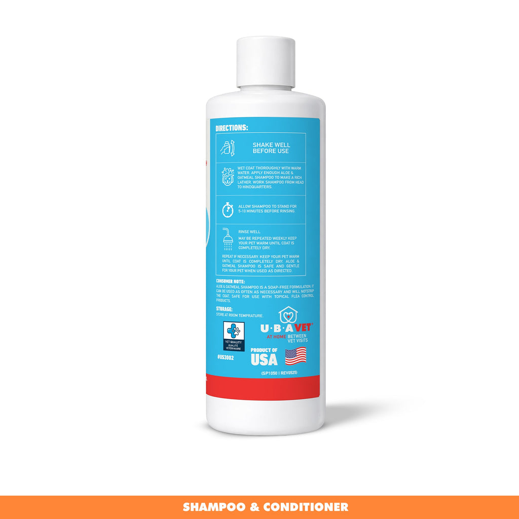 UBAVET Aloe & Oatmeal Shampoo for Dogs & Cats – Gentle, Moisturizing Cleanser for Sensitive Skin (16.9 fl oz / 500ml) by American Pet Supplies
