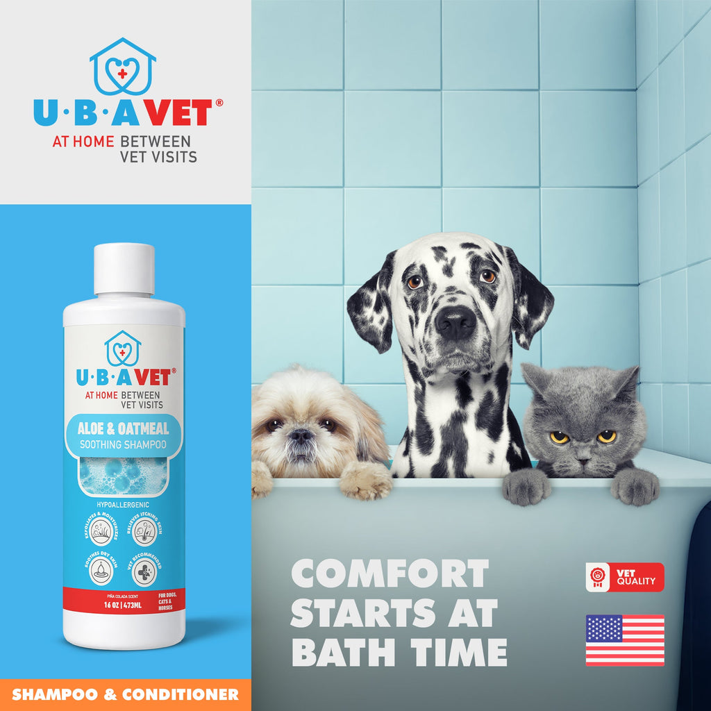 UBAVET Aloe & Oatmeal Shampoo for Dogs & Cats – Gentle, Moisturizing Cleanser for Sensitive Skin (16.9 fl oz / 500ml) by American Pet Supplies