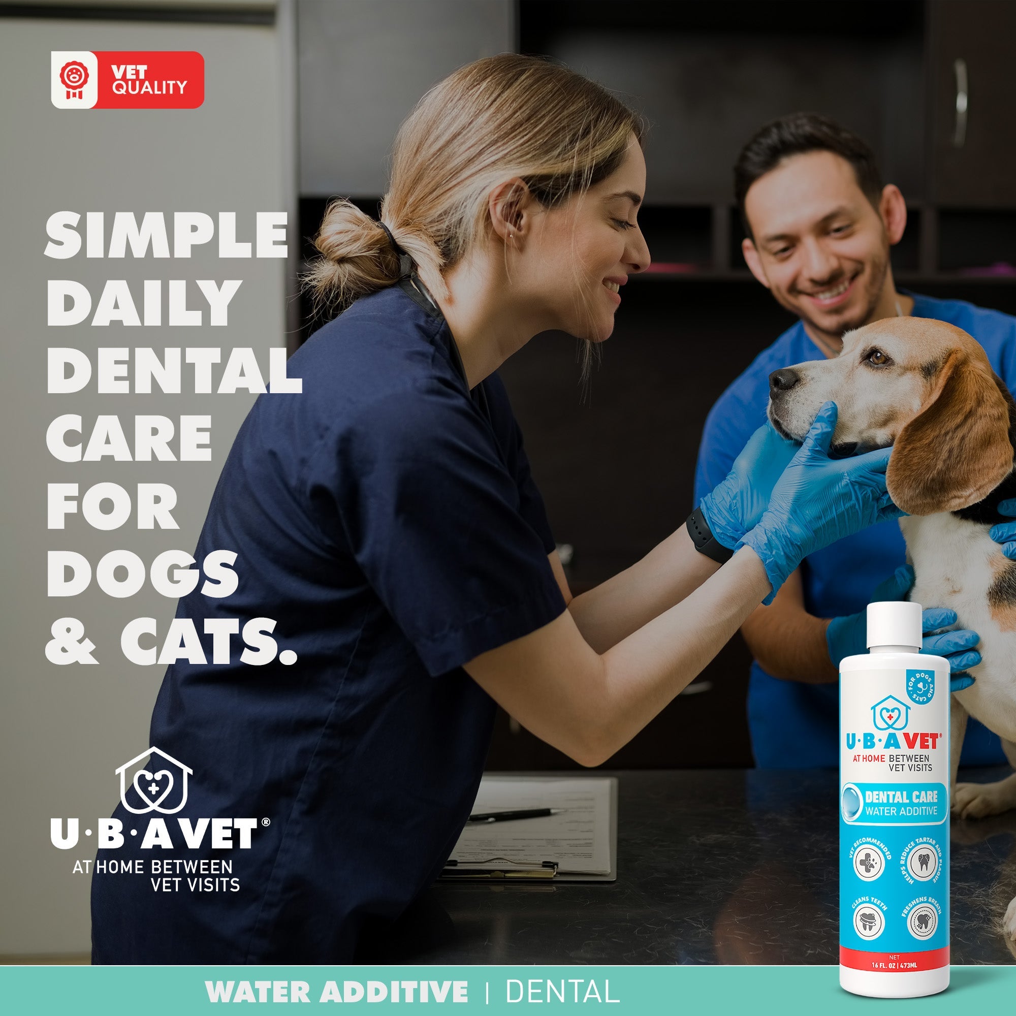 UBAVET Dental Care Water Additive for Dogs & Cats – Odorless & Tasteless Oral Health Solution (16 fl oz / 473 ml) by American Pet Supplies