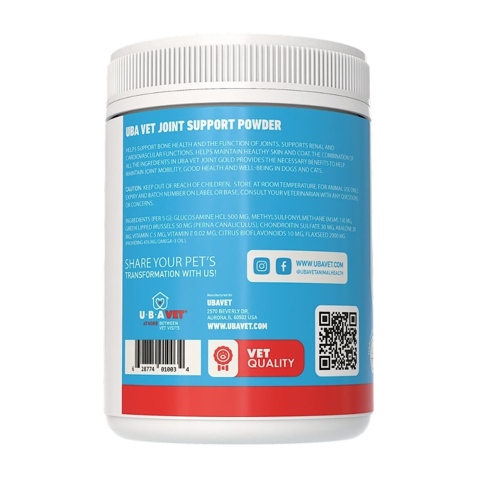 UBAVET Joint Gold Support Powder for Dogs & Cats – 8.8 oz / 250 g by American Pet Supplies