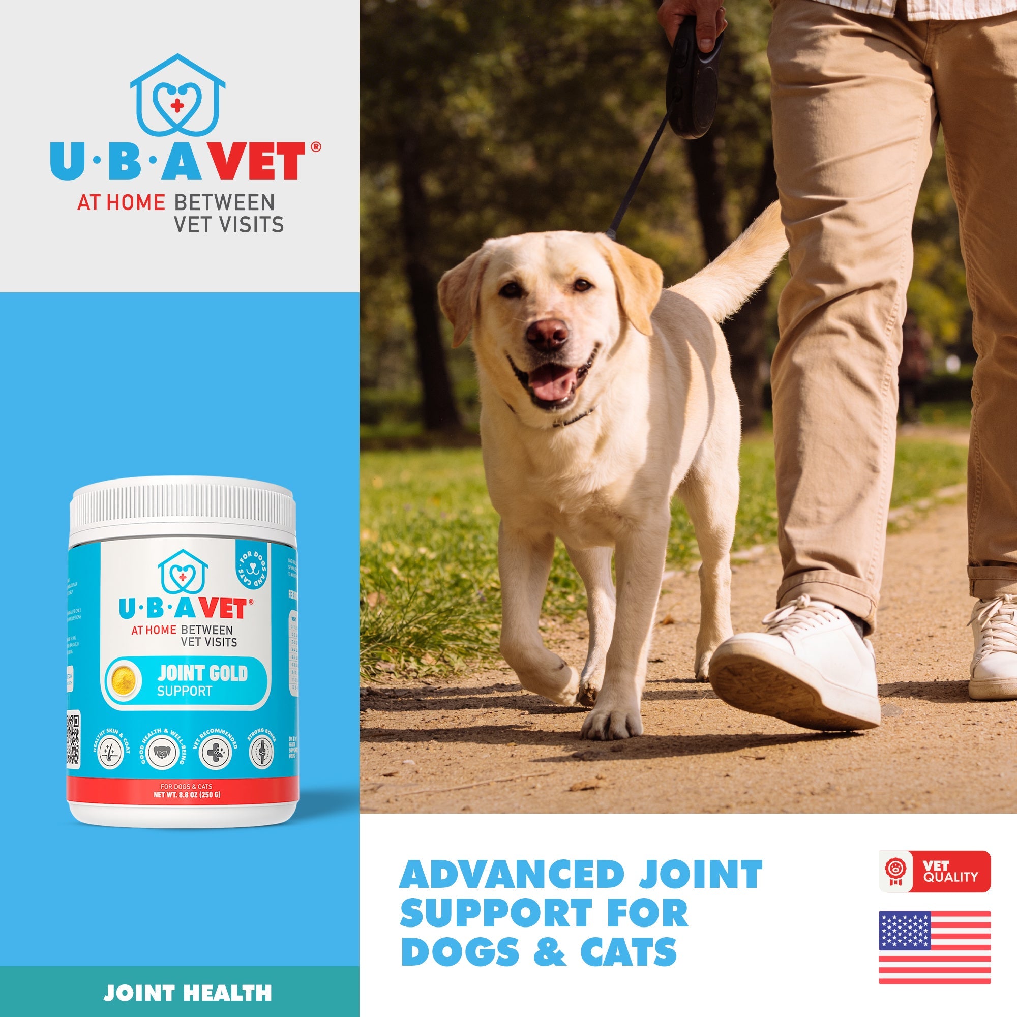 UBAVET Joint Gold Support Powder for Dogs & Cats – 8.8 oz / 250 g by American Pet Supplies