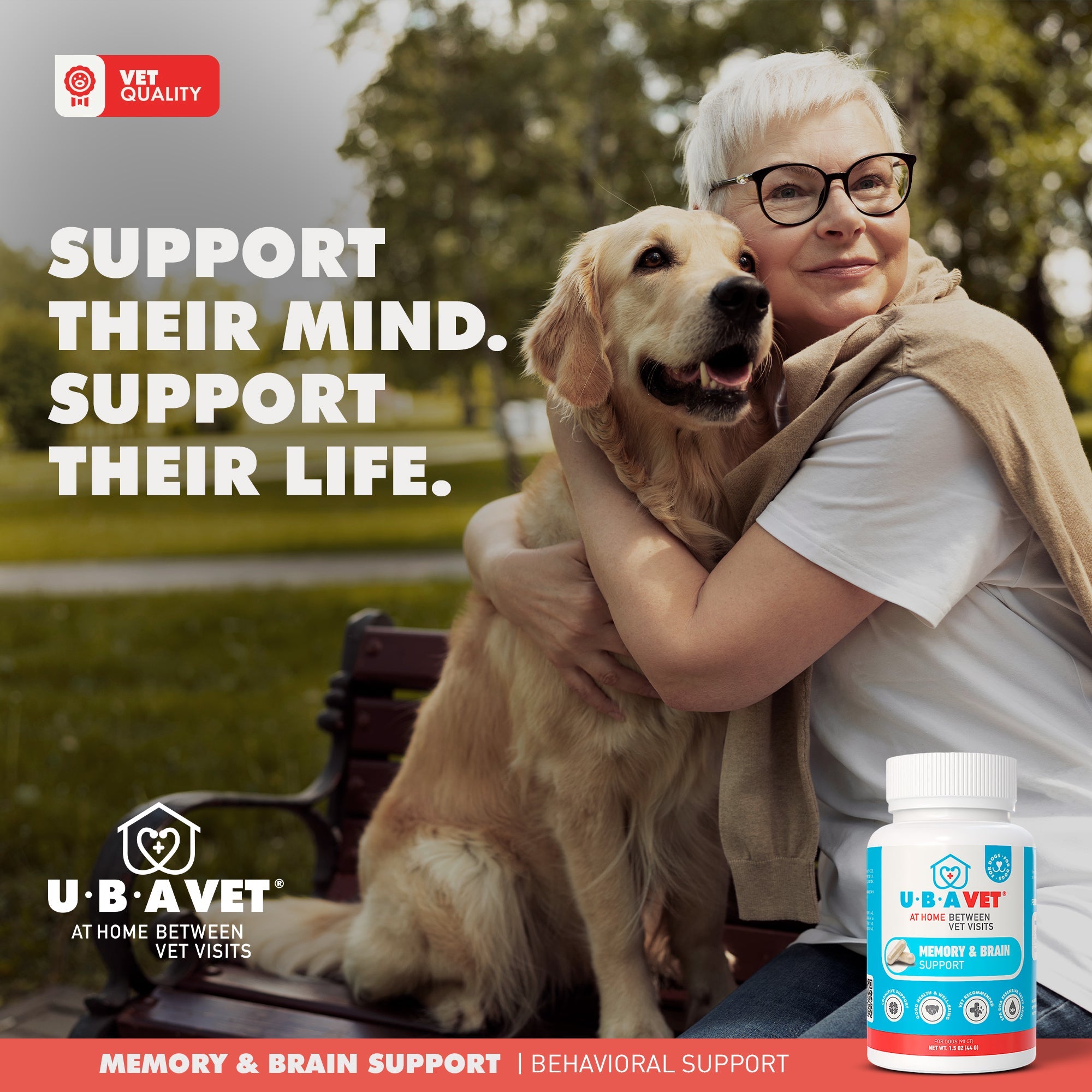 UBAVET Memory & Brain Support for Senior Dogs – 90 ct Cognitive Health Supplement by American Pet Supplies