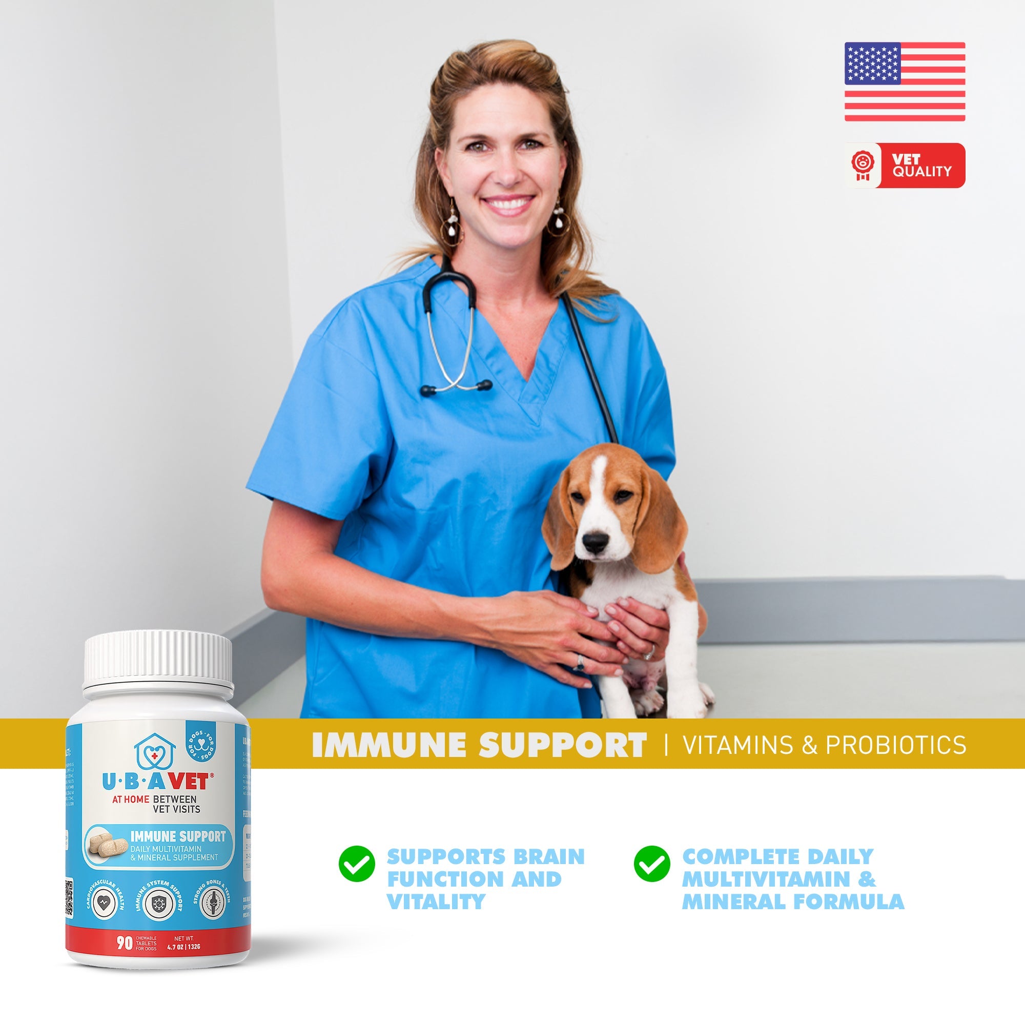 UBAVET Immune Support Daily Multi-Vitamin & Mineral Tablets for Dogs – 90 ct by American Pet Supplies