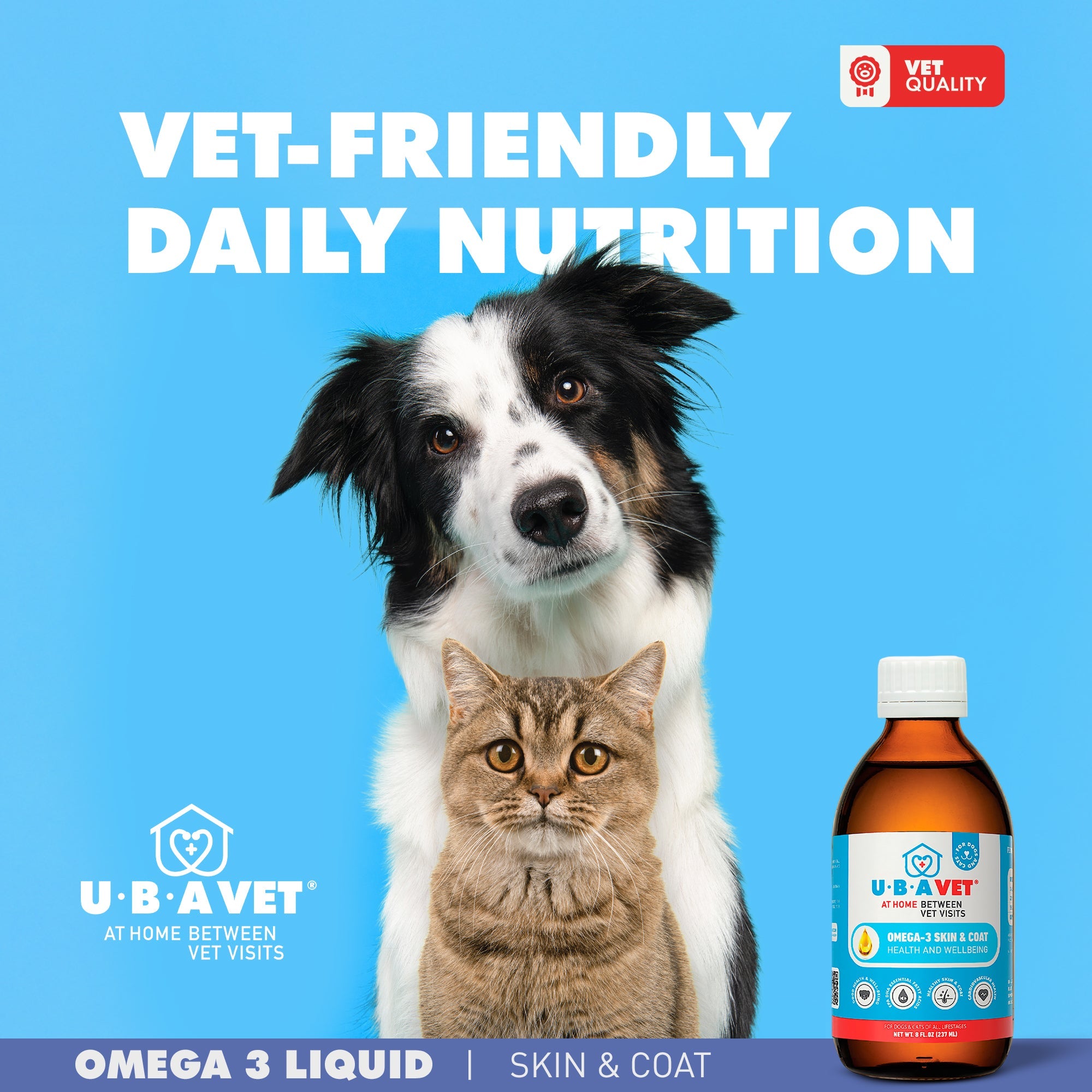 UBAVET Omega-3 Skin & Coat Health and Wellbeing Liquid for Dogs & Cats – 8 fl oz / 237 ml by American Pet Supplies