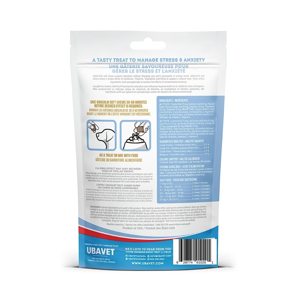 UBAVET UBACALM Calming Soft Chews for Dogs & Cats – Natural Stress & Anxiety Relief by American Pet Supplies