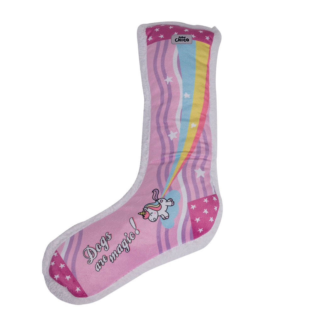 Squeaky Sock Plush Dog Toy – Whimsy Wonders Unicorn Design by American Pet Supplies