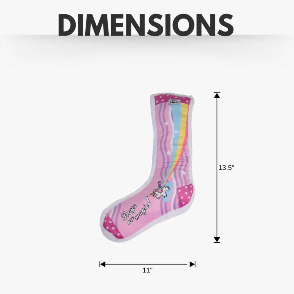 Squeaky Sock Plush Dog Toy – Whimsy Wonders Unicorn Design by American Pet Supplies