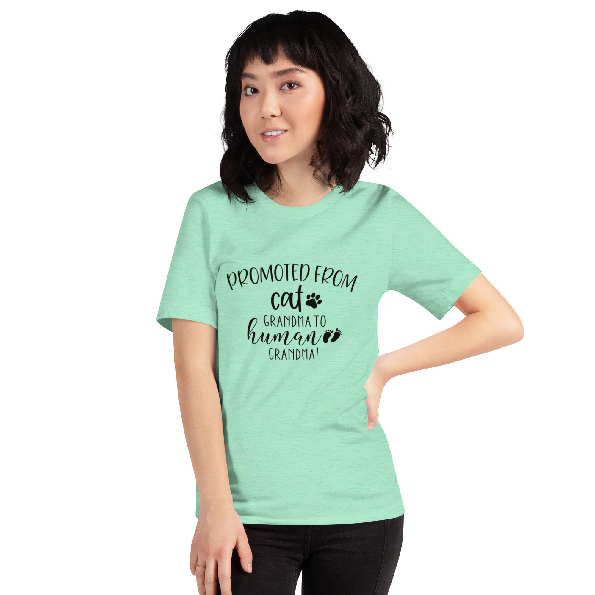 Promoted from Cat Grandma to Human Grandma T-Shirt by Furr Baby Gifts
