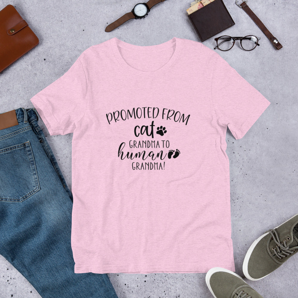 Promoted from Cat Grandma to Human Grandma T-Shirt by Furr Baby Gifts