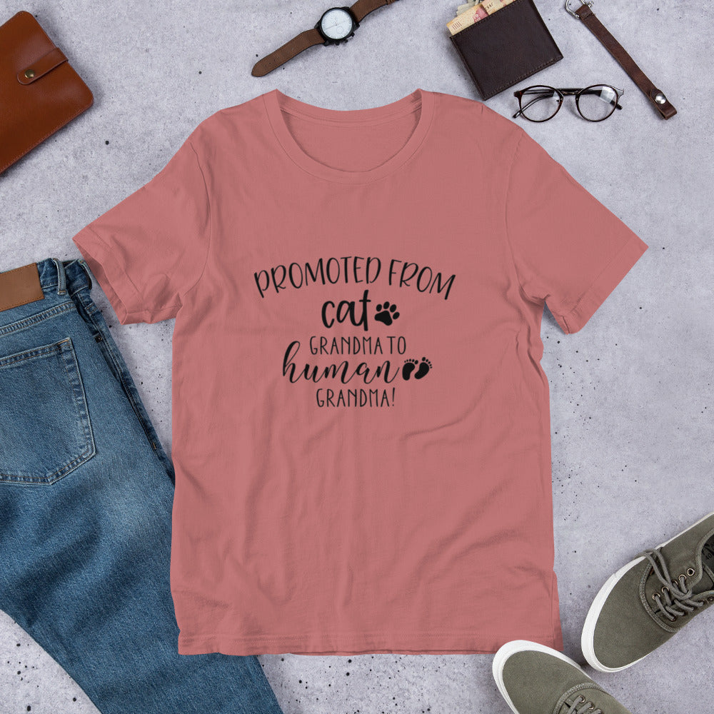 Promoted from Cat Grandma to Human Grandma T-Shirt by Furr Baby Gifts