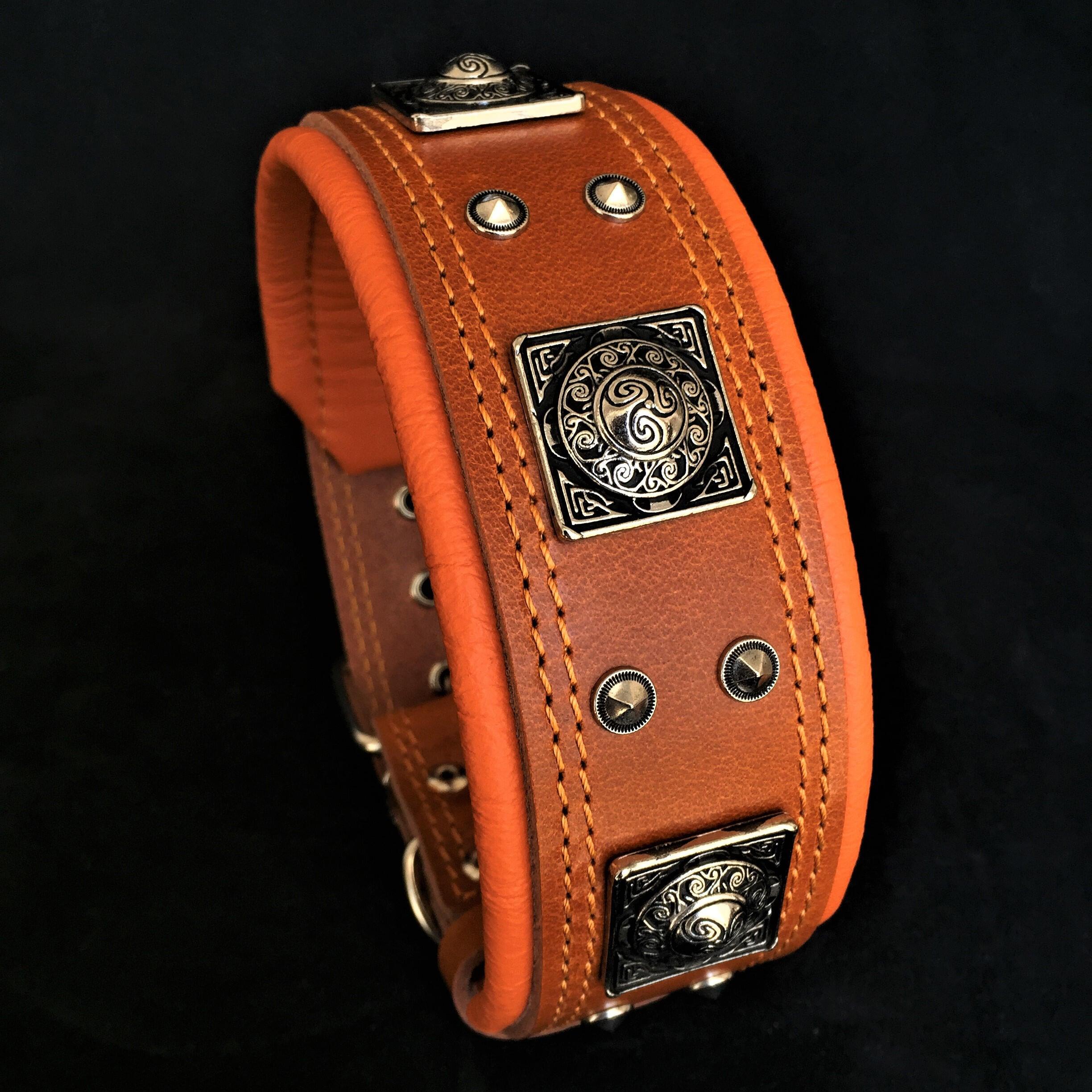 The "Eros" collar 2.5 inch wide Brown by Bestia Dog Gear