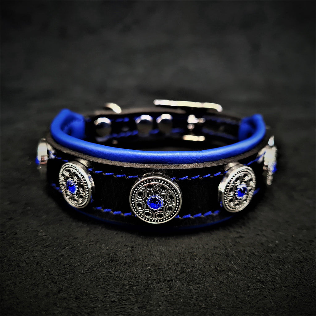 The "Bijou" handmade puppy collar by Bestia Dog Gear