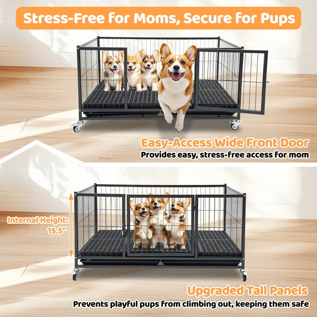 42" Stackable Dog Crate 43S+WHLP02 by Homey Pet Official