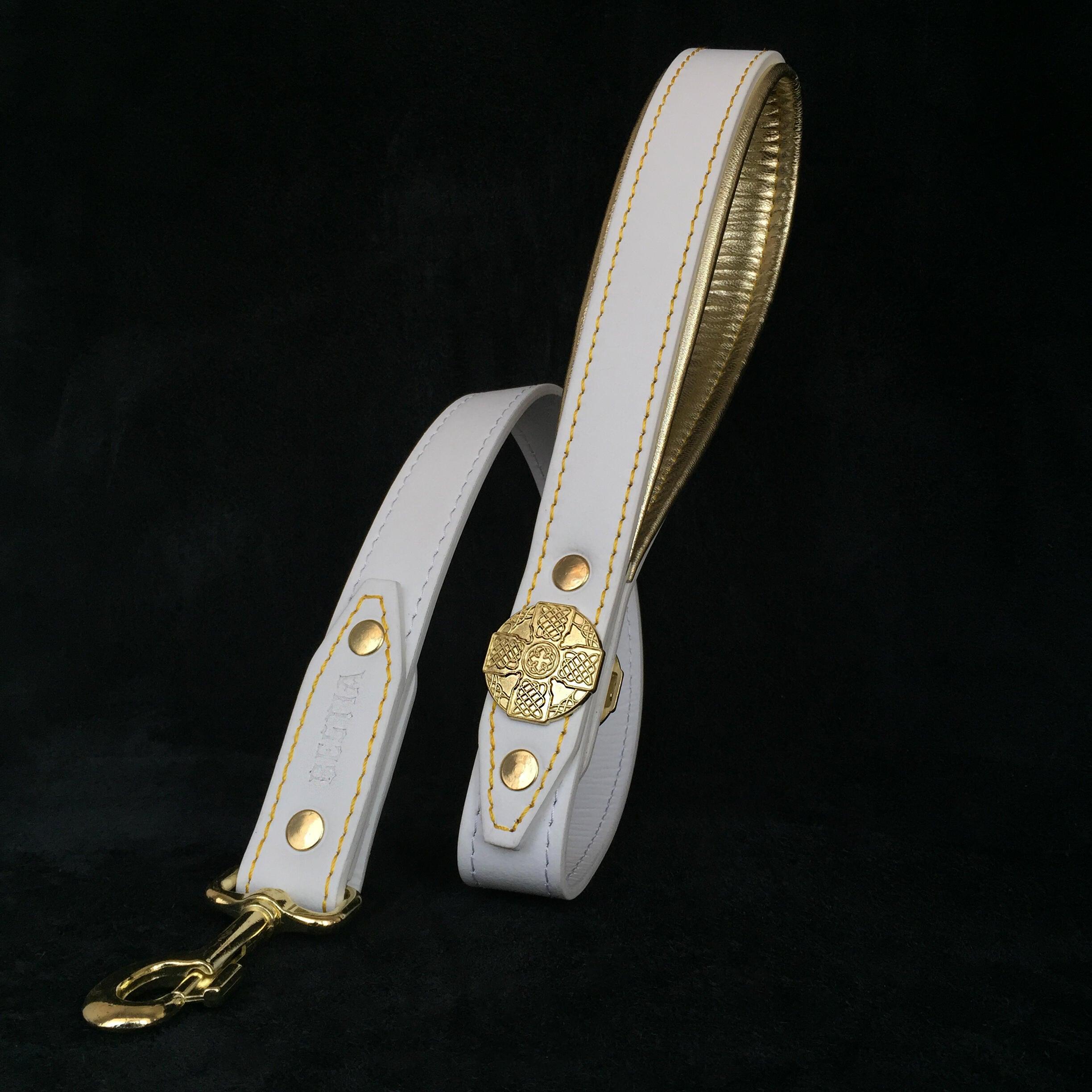 The "Maximus" leash white & gold by Bestia Dog Gear