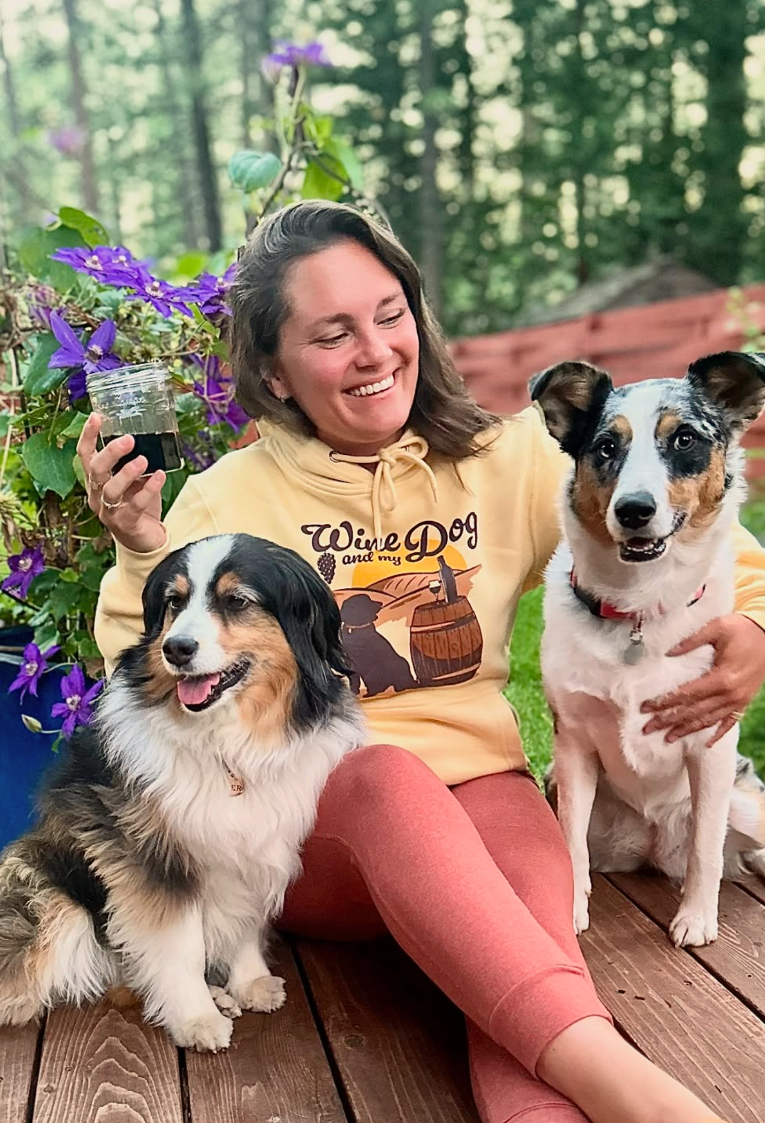 Hoodie: Wine & My Dog (Yellow Cream)