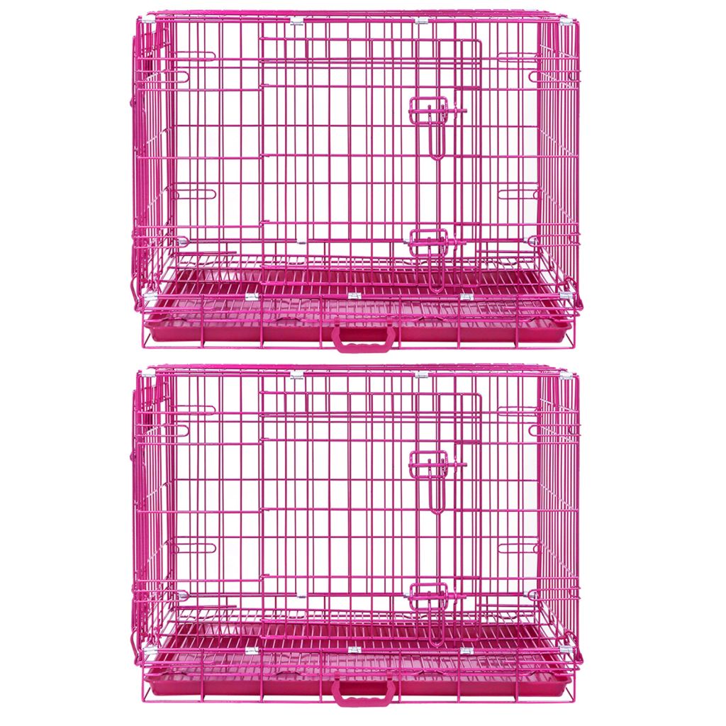24-42" Collapsible Pink Dog Crate RED24-42 by Homey Pet Official