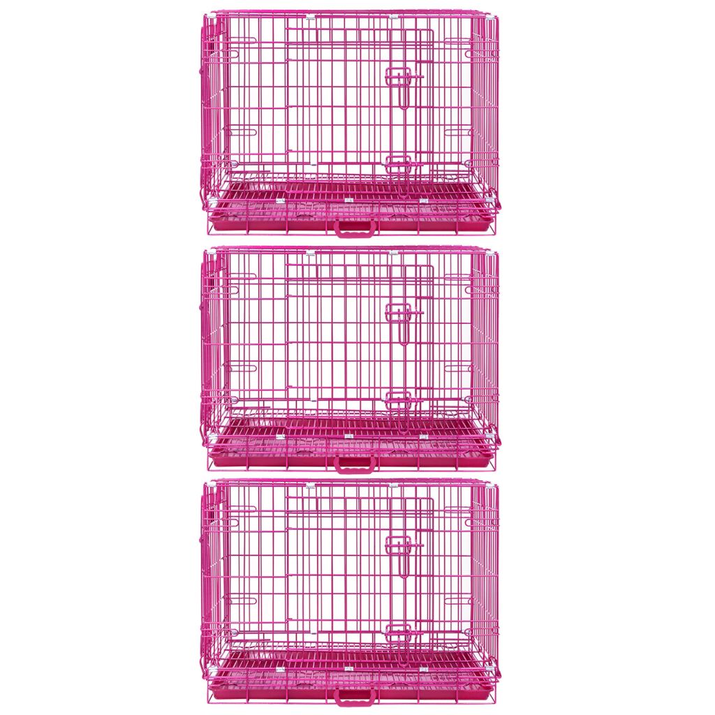 24-42" Collapsible Pink Dog Crate RED24-42 by Homey Pet Official