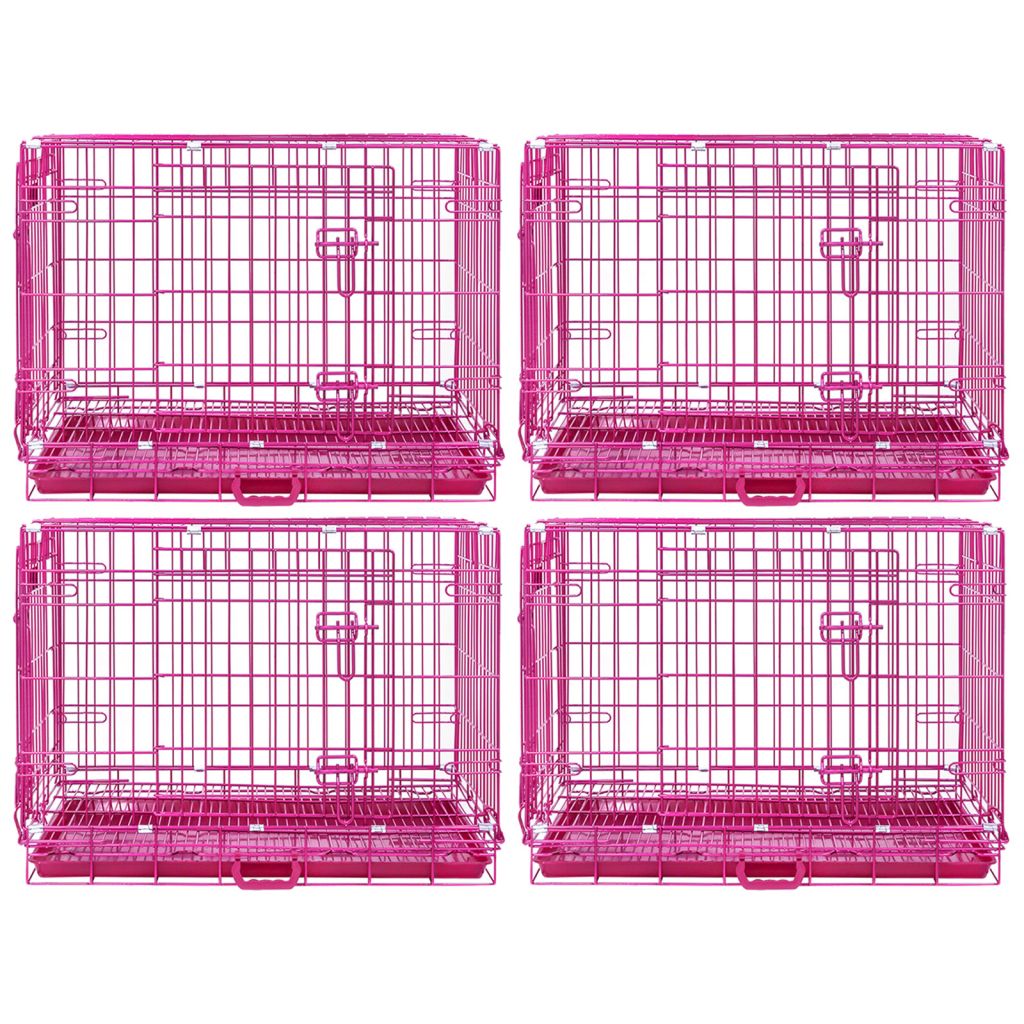 24-42" Collapsible Pink Dog Crate RED24-42 by Homey Pet Official