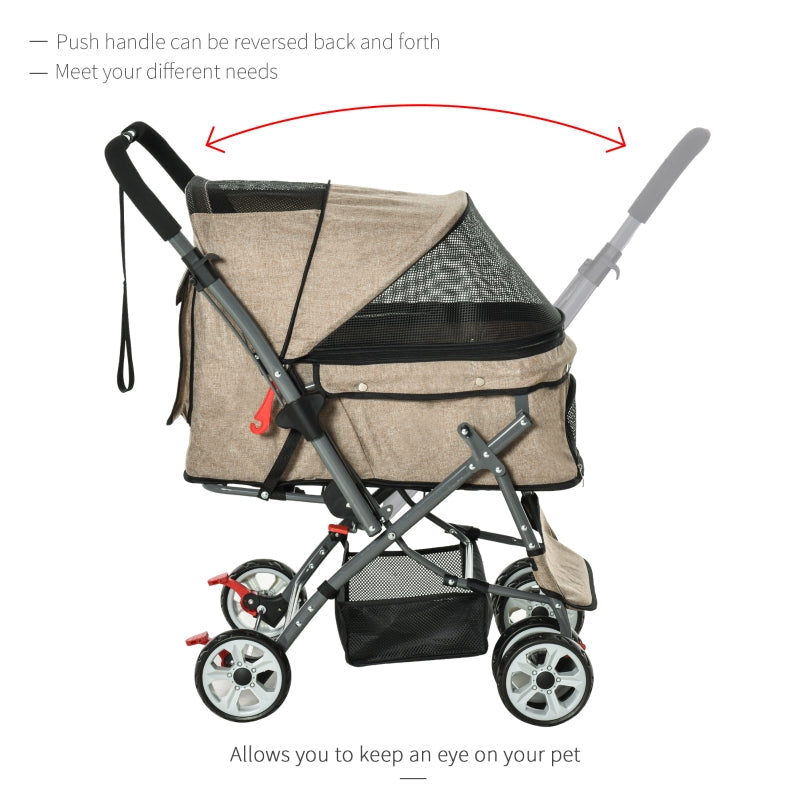Pet Foldable Travel Carriage Stroller with Reversible Handle by Furr Baby Gifts