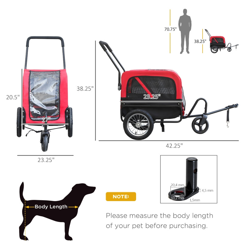 2-in-1, 3 Wheel Pet Jogging Stroller Bike Trailer by Furr Baby Gifts