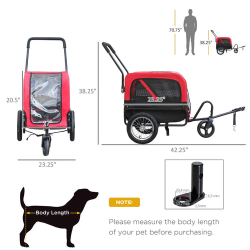 2-in-1, 3 Wheel Pet Jogging Stroller Bike Trailer by Furr Baby Gifts
